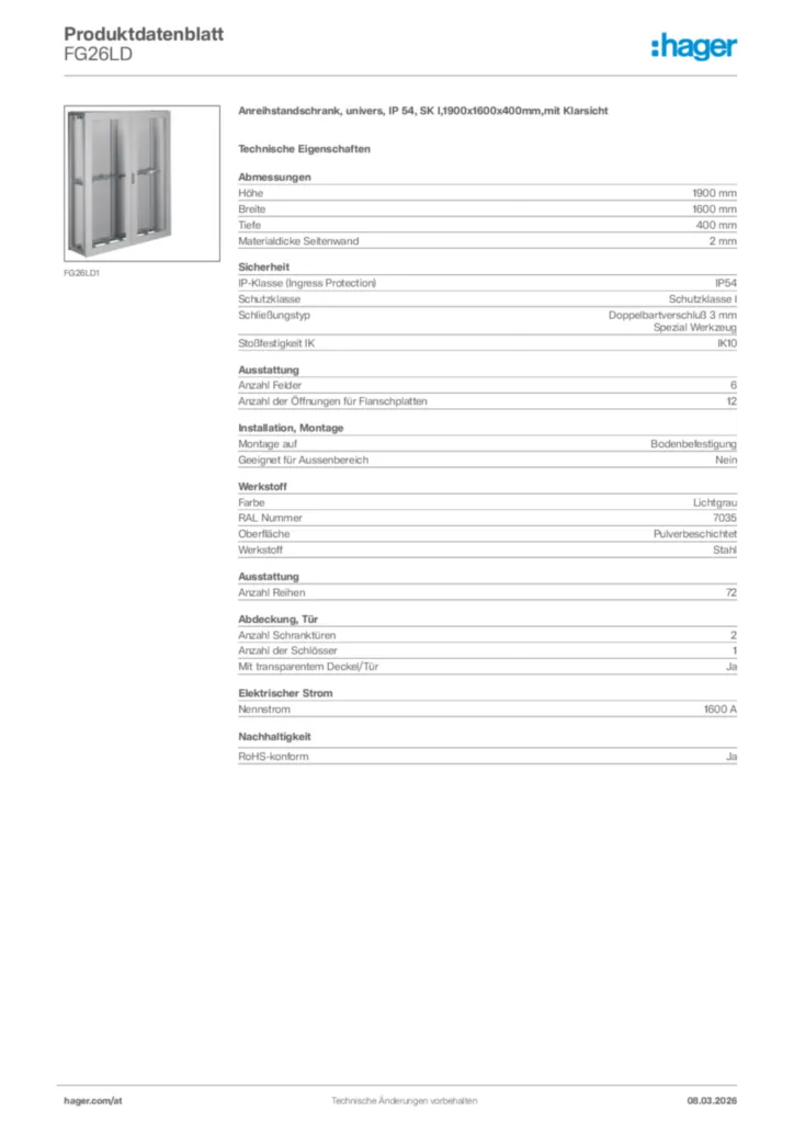 Bild Hager Produktdatenblatt FG26LD | Hager Deutschland