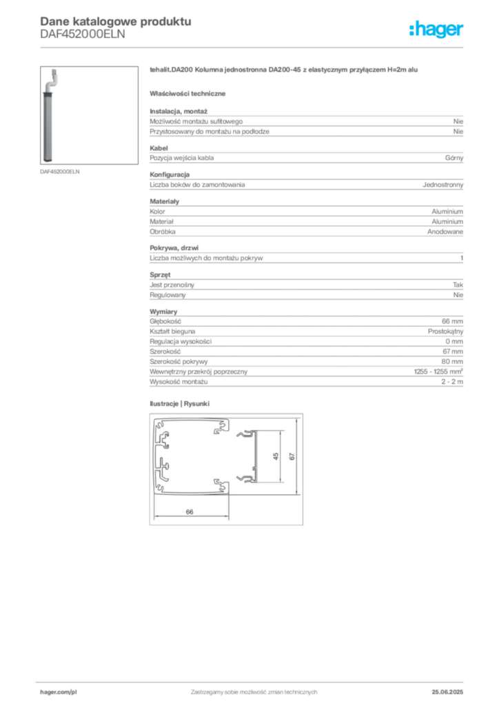 Zdjęcie Hager Karta katalogowa DAF452000ELN | Hager Polska