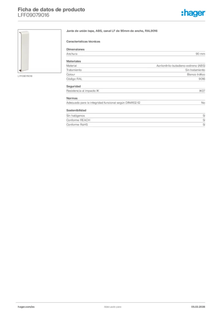 Imagen Hager Ficha de datos de producto LFF09079016 | Hager España