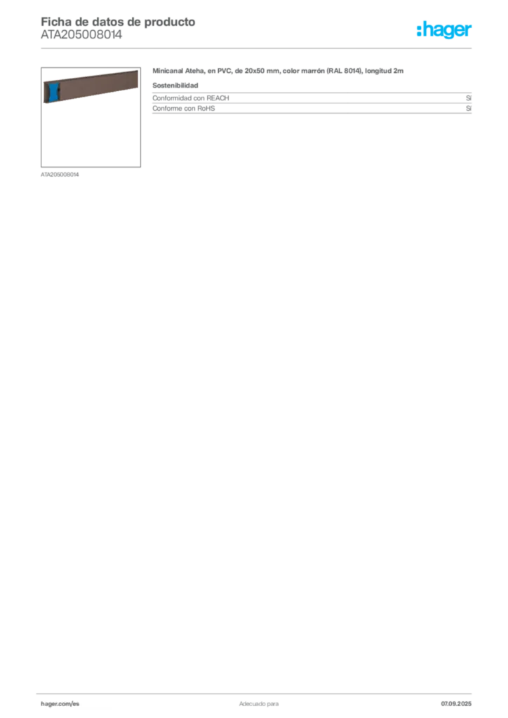 Imagen Hager Ficha de datos de producto ATA205008014 | Hager España