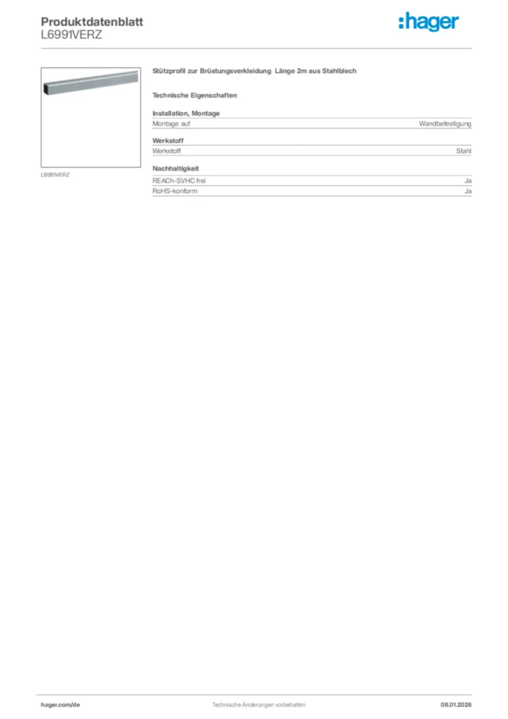 Bild Hager Produktdatenblatt L6991VERZ | Hager Deutschland