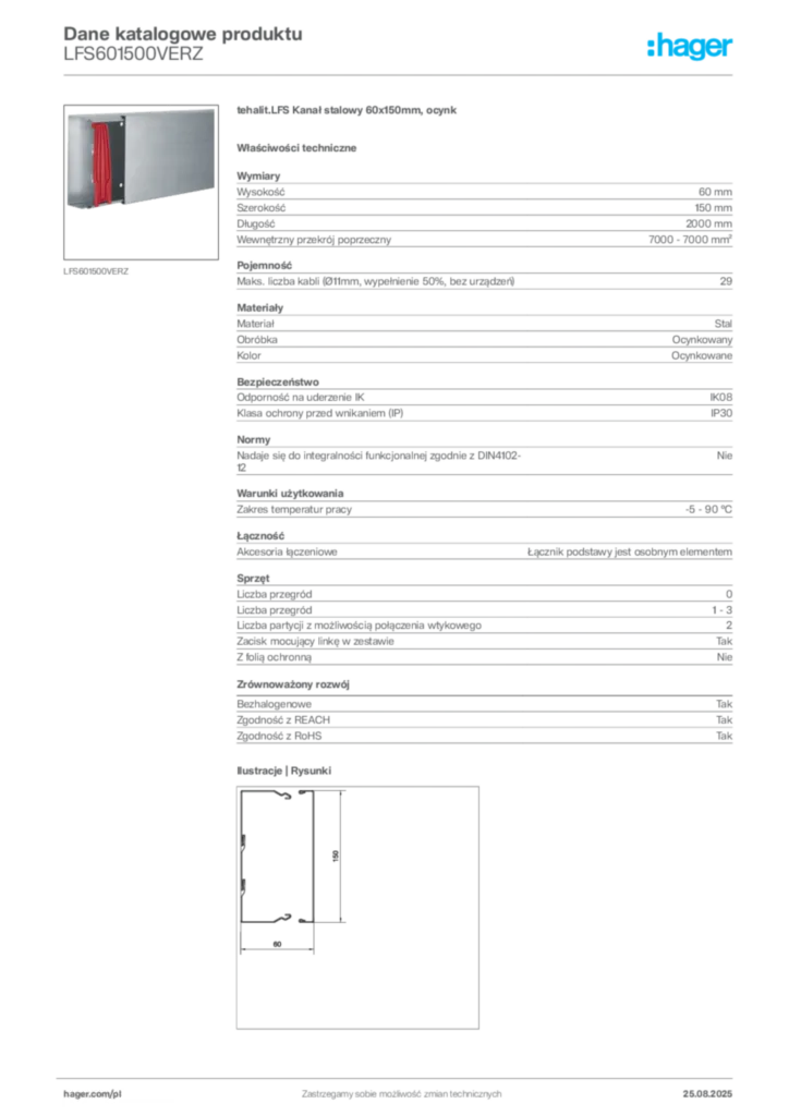 Zdjęcie Hager Karta katalogowa LFS601500VERZ | Hager Polska