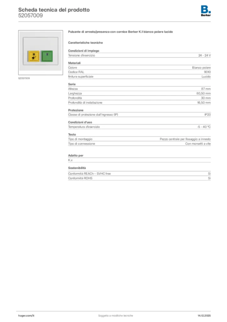 Immagine Berker Scheda tecnica del prodotto 52057009 | Hager Italia