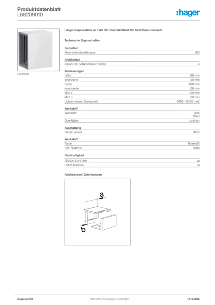 Bild Hager Produktdatenblatt L68209010 | Hager Deutschland