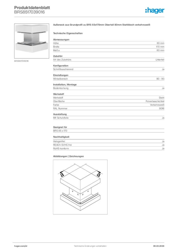 Bild Hager Produktdatenblatt BRS8517039016 | Hager Deutschland