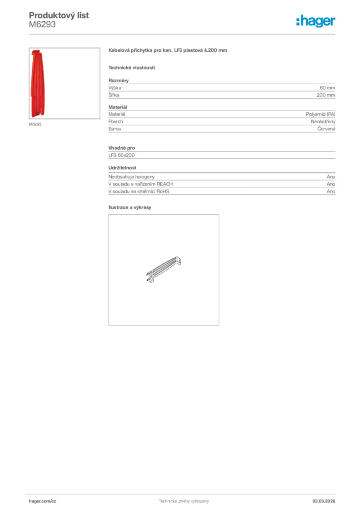 Obrázek Hager Product data sheet M6293 | Hager