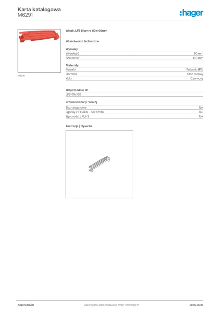 Zdjęcie Hager Karta katalogowa M6291 | Hager Polska