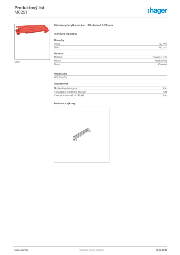 Obrázek Hager Product data sheet M6291 | Hager