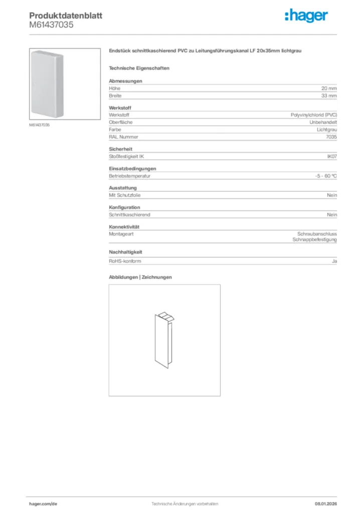 Bild Hager Produktdatenblatt M61437035 | Hager Deutschland