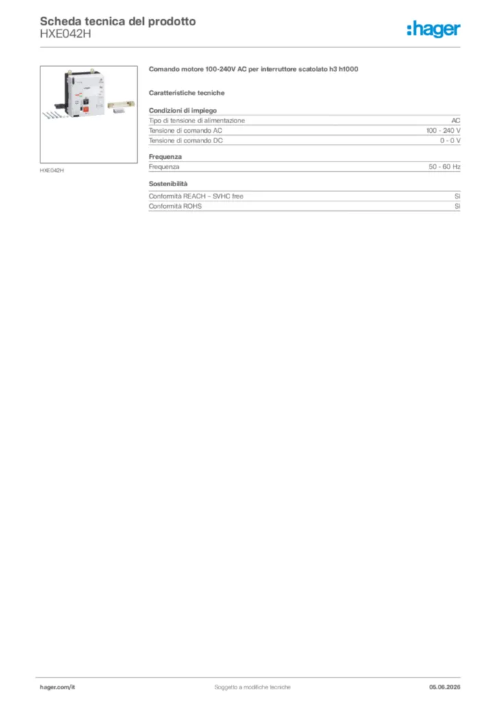 Immagine Hager Scheda tecnica del prodotto HXE042H | Hager Italia