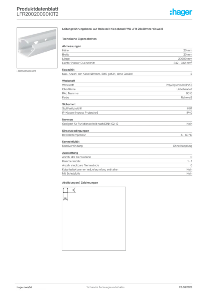 Bild Hager Produktdatenblatt LFR2002009010T2 | Hager Deutschland