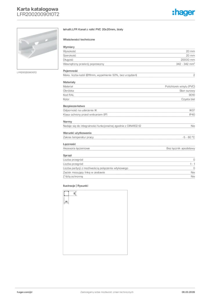 Zdjęcie Hager Karta katalogowa LFR2002009010T2 | Hager Polska