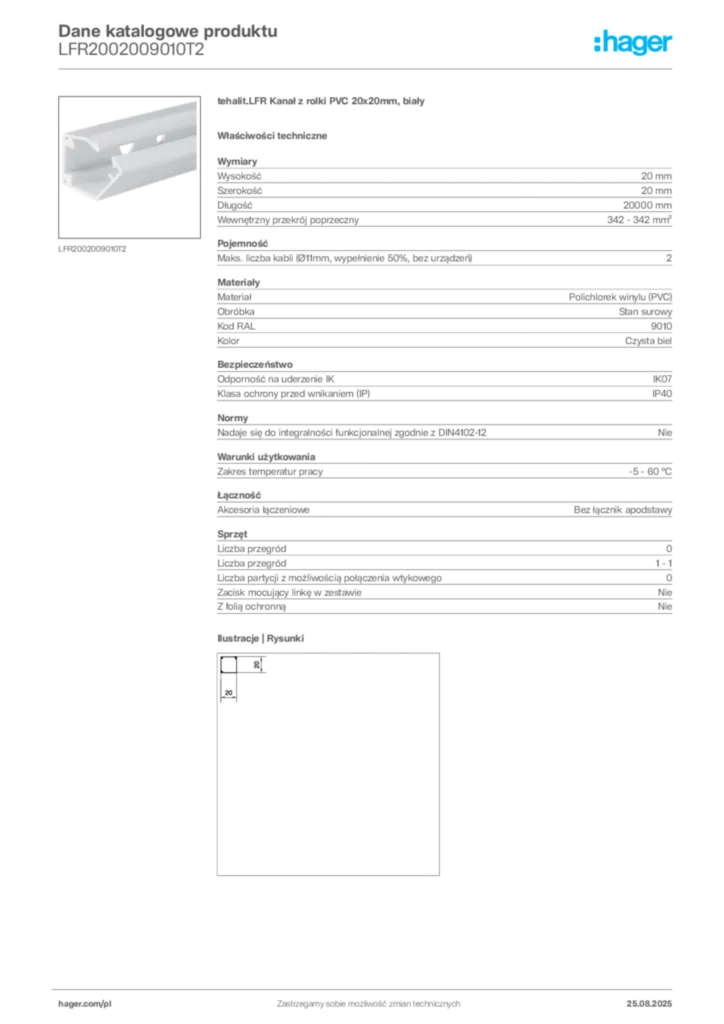 Zdjęcie Hager Karta katalogowa LFR2002009010T2 | Hager Polska