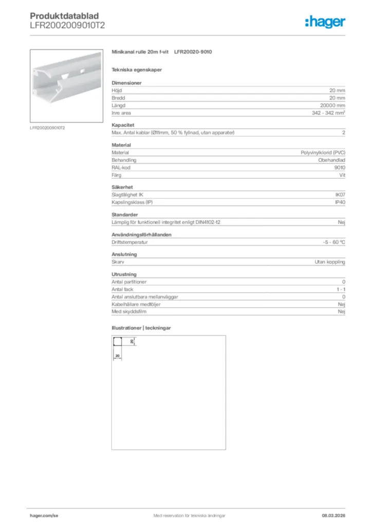 Bild Hager Produktdatablad LFR2002009010T2 | Hager Sverige