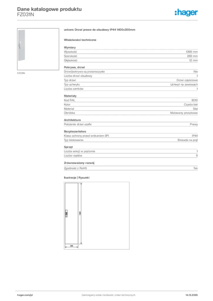 Zdjęcie Hager Karta katalogowa FZ031N | Hager Polska