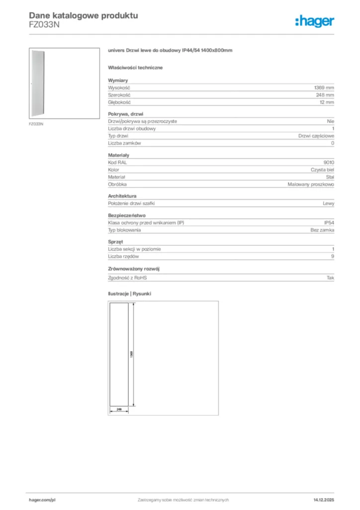 Zdjęcie Hager Karta katalogowa FZ033N | Hager Polska