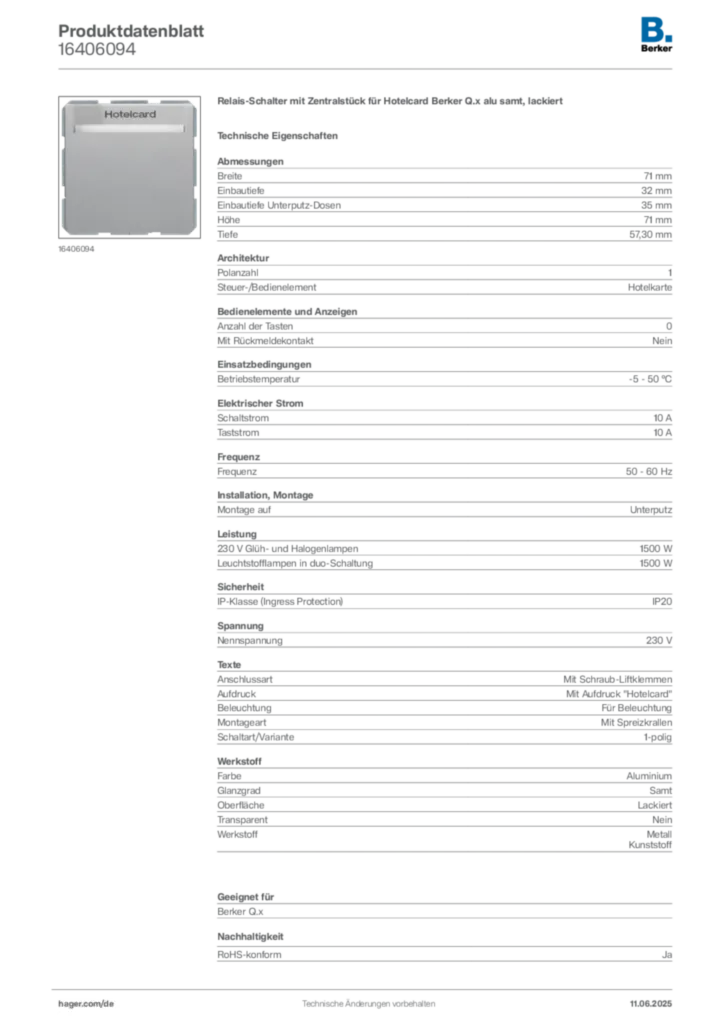 Berker Produktdatenblatt 16406094