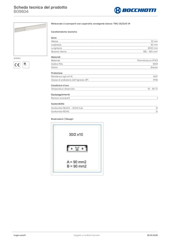 Immagine Bocchiotti Scheda tecnica del prodotto B09604 | Hager Italia