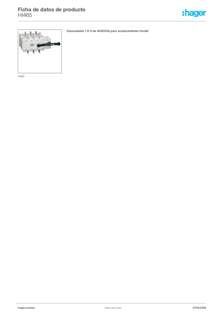 Imagen Hager Ficha de datos de producto HI465 | Hager España
