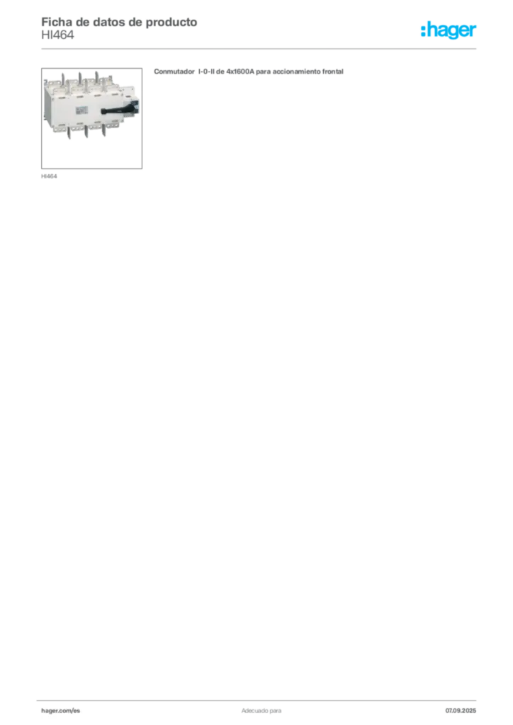 Imagen Hager Ficha de datos de producto HI464 | Hager España