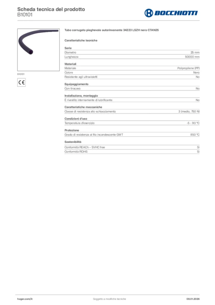 Immagine Bocchiotti Scheda tecnica del prodotto B10101 | Hager Italia