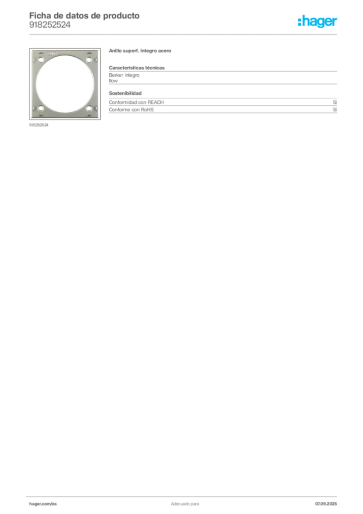 Imagen Hager Ficha de datos de producto 918252524 | Hager España