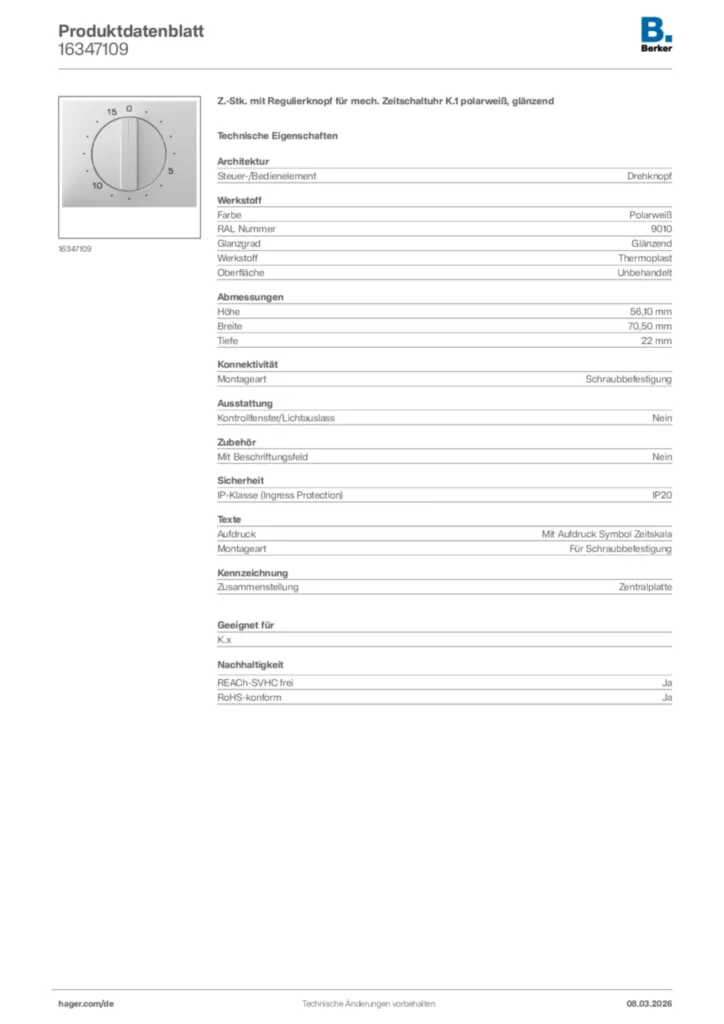 Bild Berker Produktdatenblatt 16347109 | Hager Deutschland