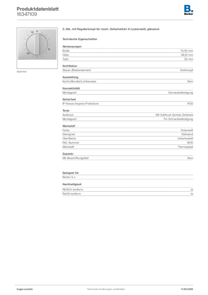 Berker Produktdatenblatt 16347109
