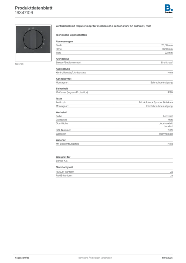 Berker Produktdatenblatt 16347106