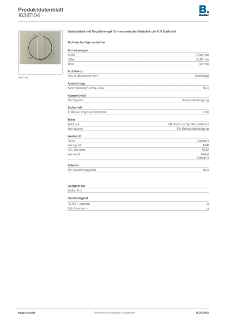 Berker Produktdatenblatt 16347104