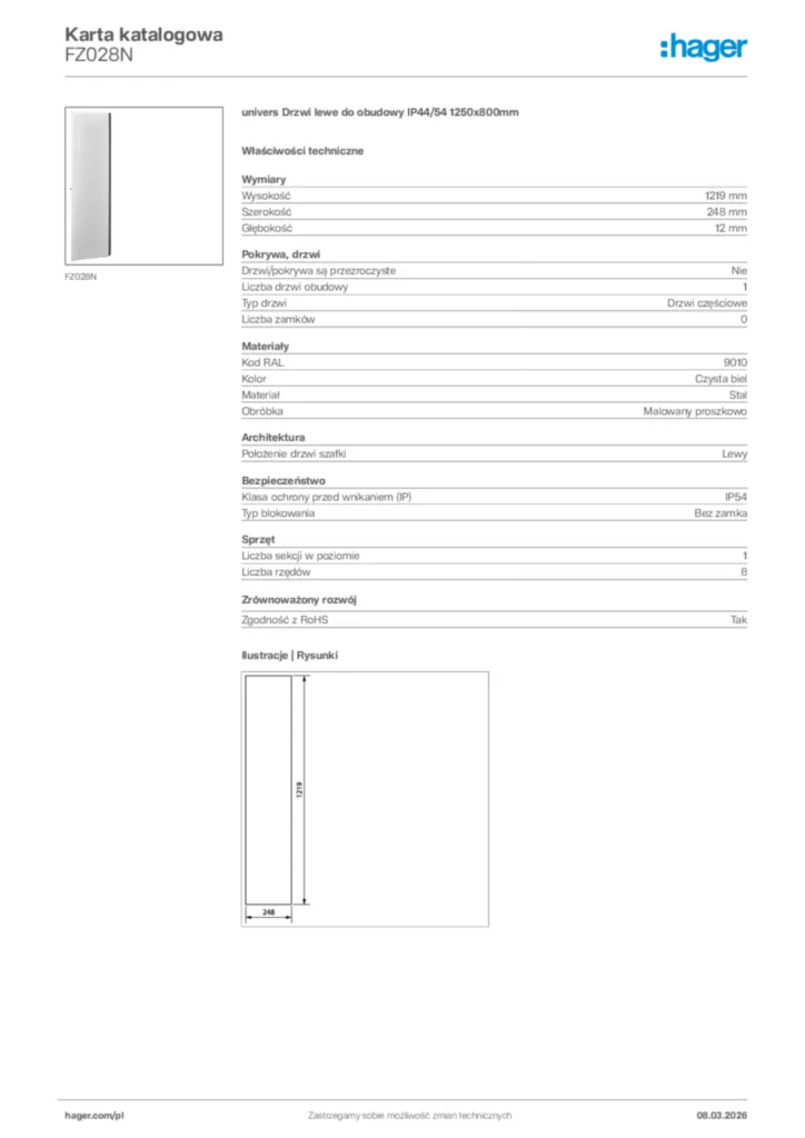 Zdjęcie Hager Karta katalogowa FZ028N | Hager Polska