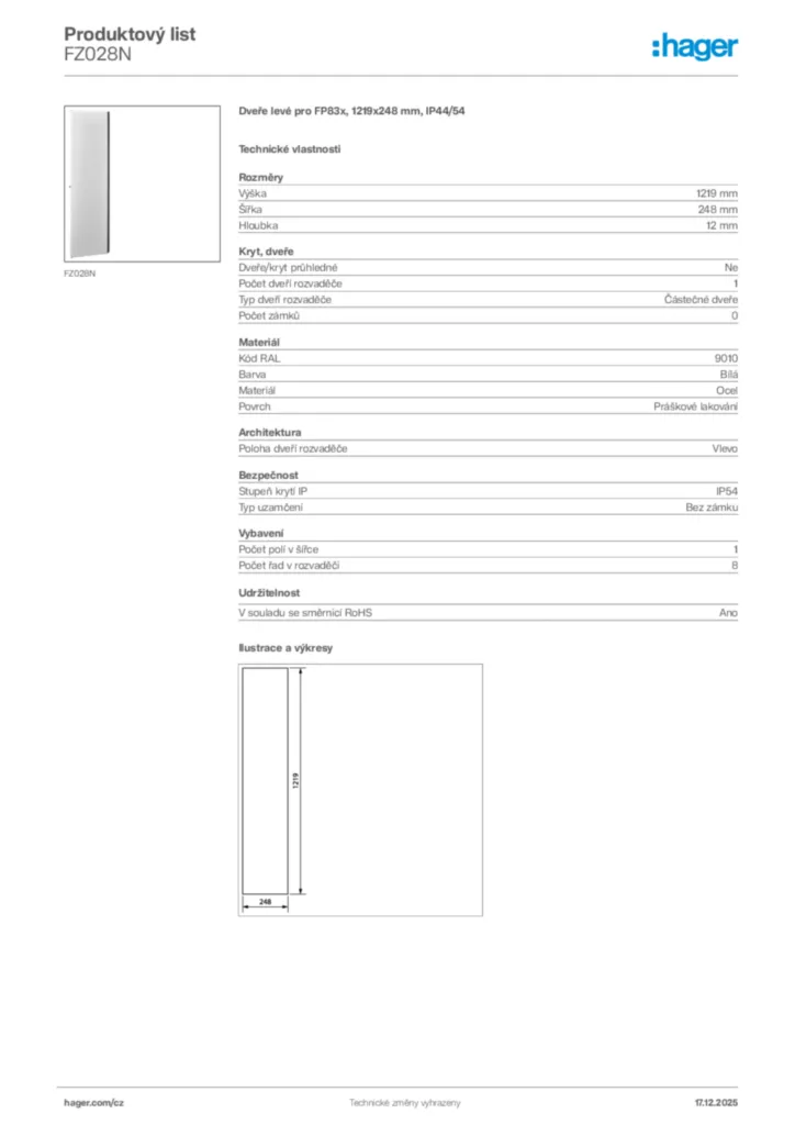 Obrázek Hager Produktový list FZ028N | Hager