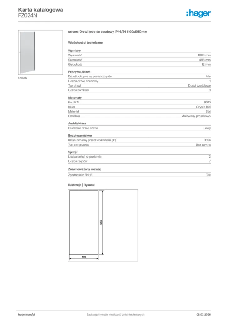 Zdjęcie Hager Karta katalogowa FZ024N | Hager Polska