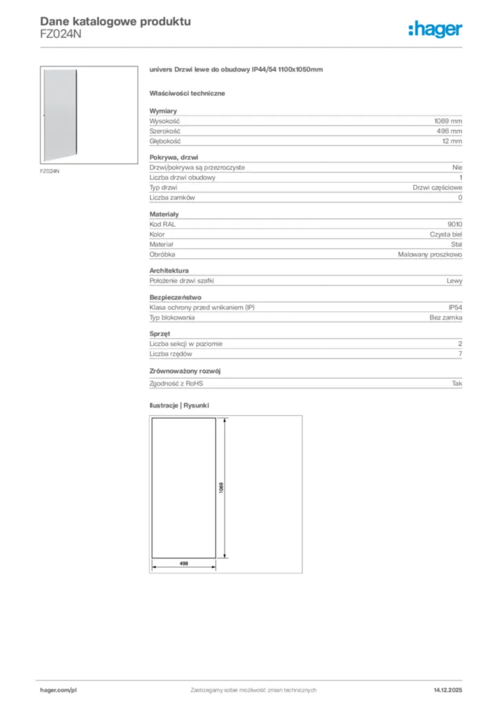 Zdjęcie Hager Karta katalogowa FZ024N | Hager Polska