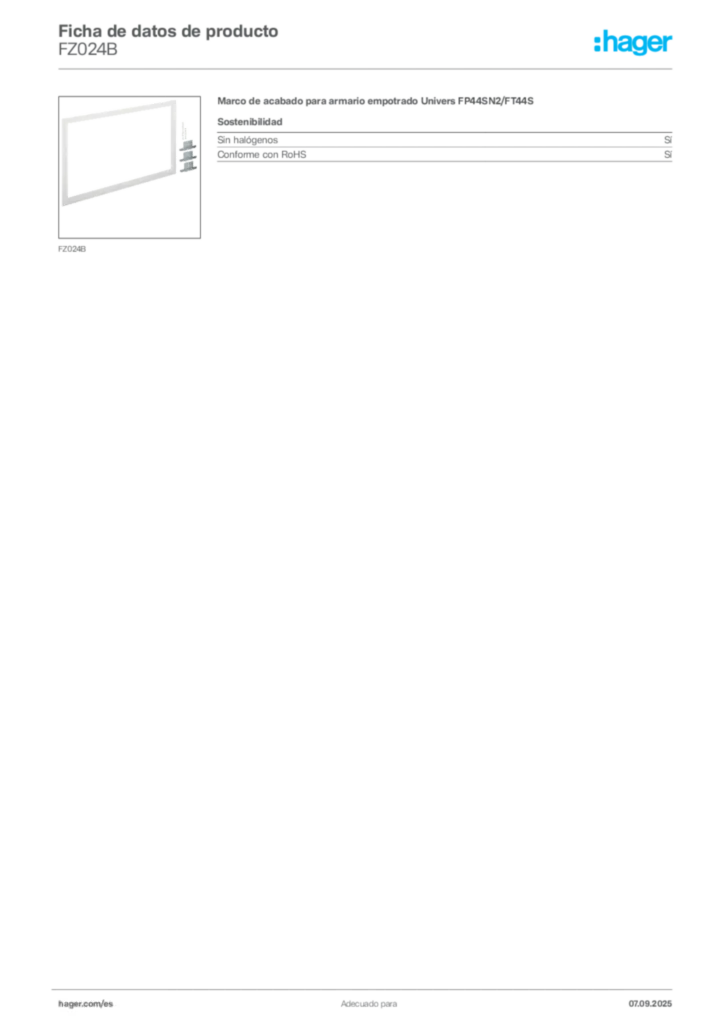 Imagen Hager Ficha de datos de producto FZ024B | Hager España