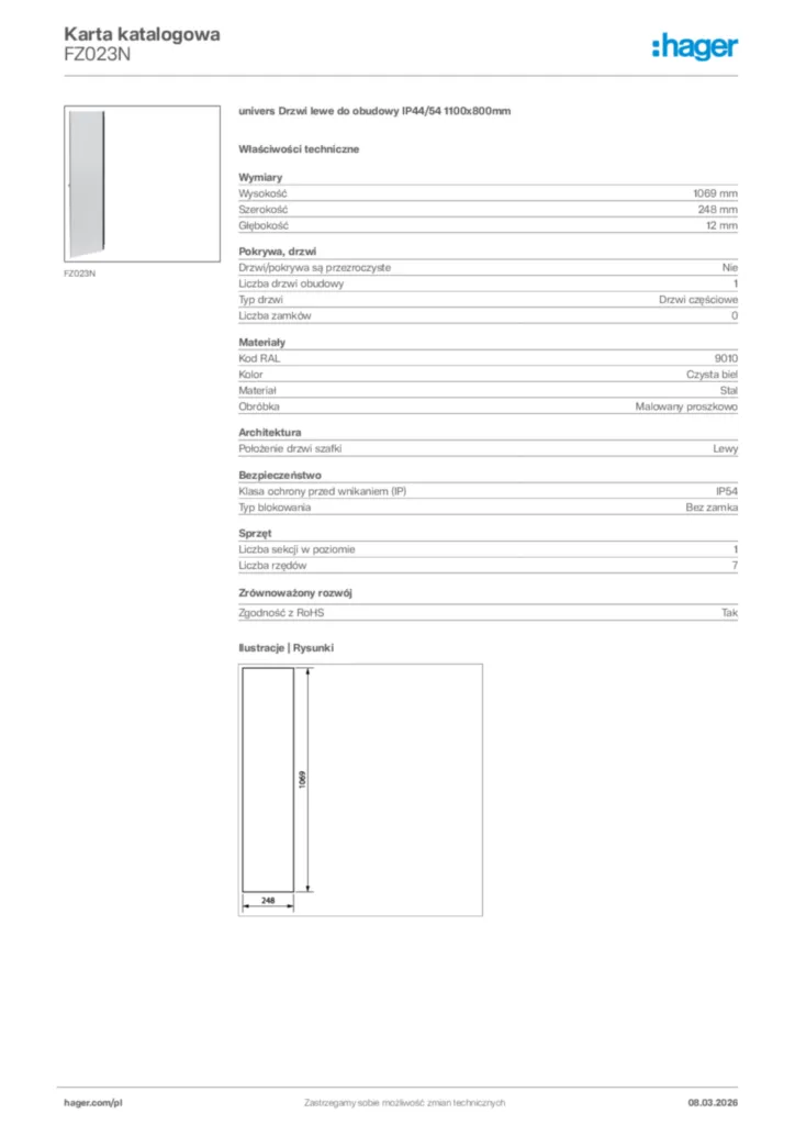 Zdjęcie Hager Karta katalogowa FZ023N | Hager Polska