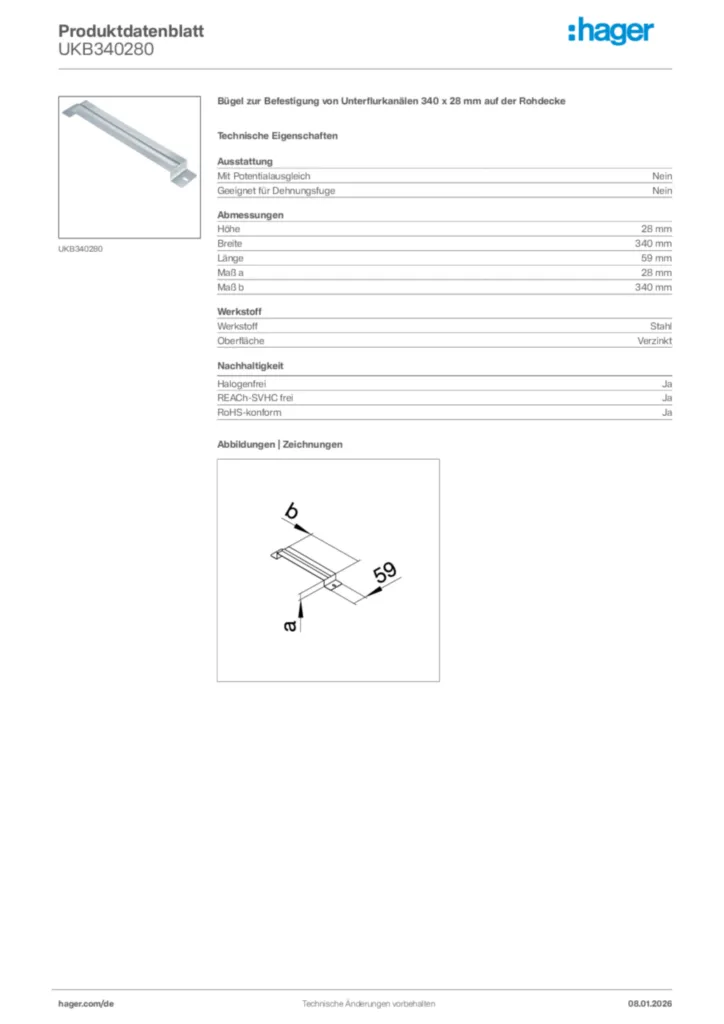 Bild Hager Produktdatenblatt UKB340280 | Hager Deutschland