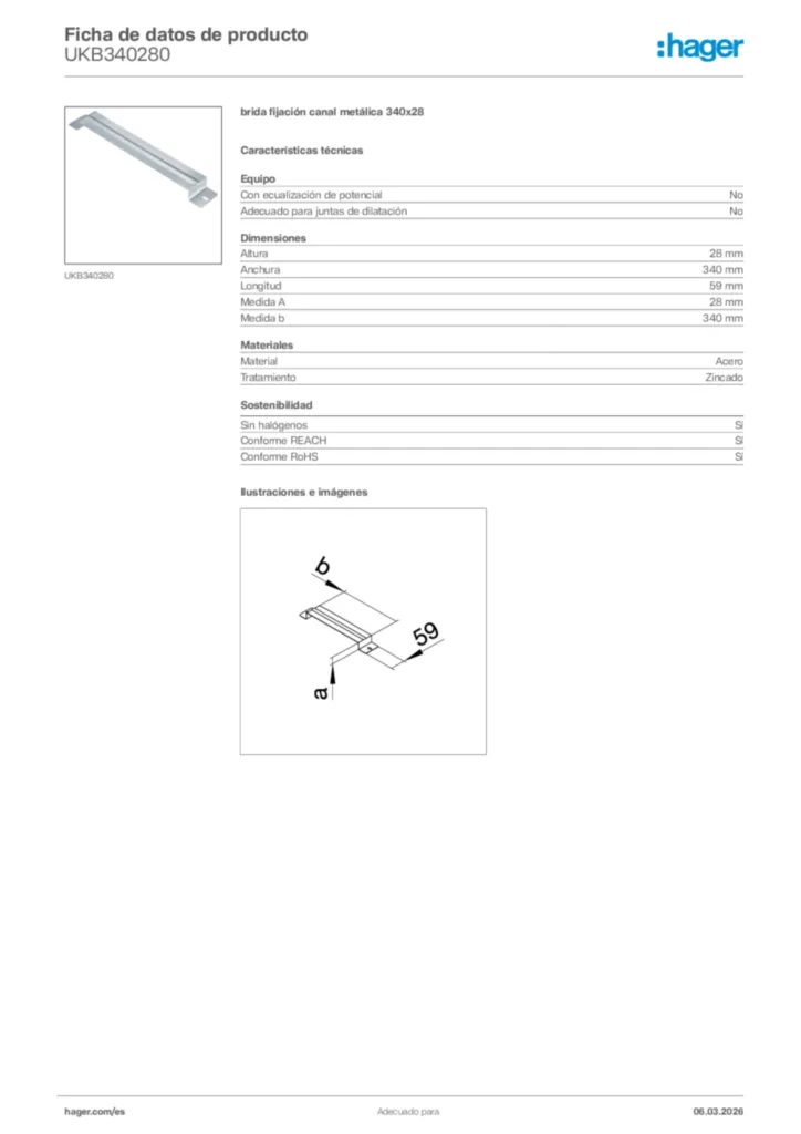 Imagen Hager Ficha de datos de producto UKB340280 | Hager España