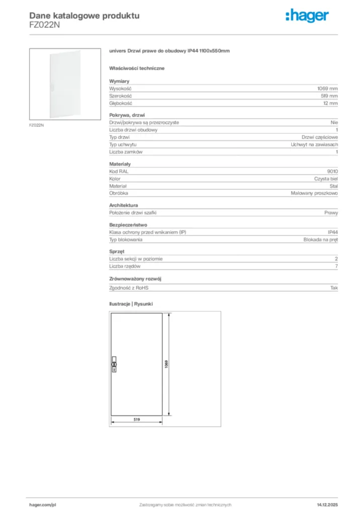 Zdjęcie Hager Karta katalogowa FZ022N | Hager Polska