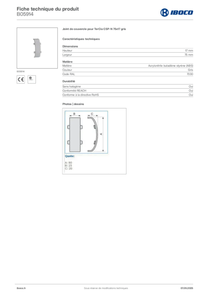 Image Iboco Fiche technique du produit B05914 | Hager France