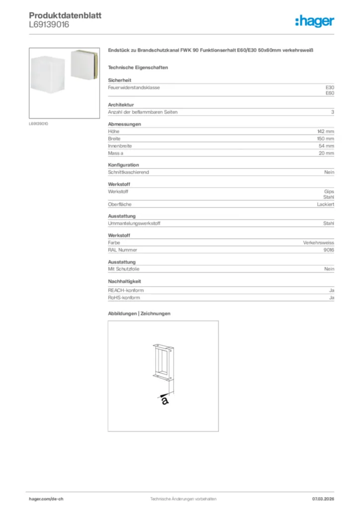 Bild Hager Produktdatenblatt L69139016 | Hager Schweiz