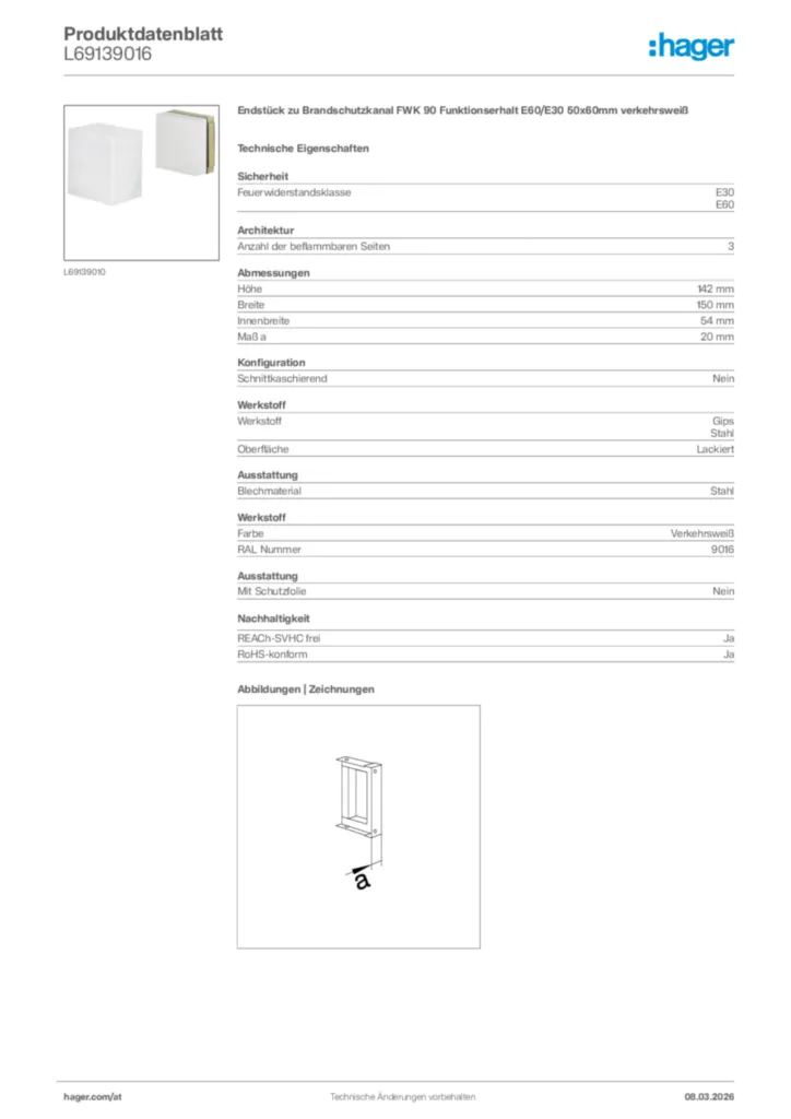 Bild Hager Produktdatenblatt L69139016 | Hager Deutschland