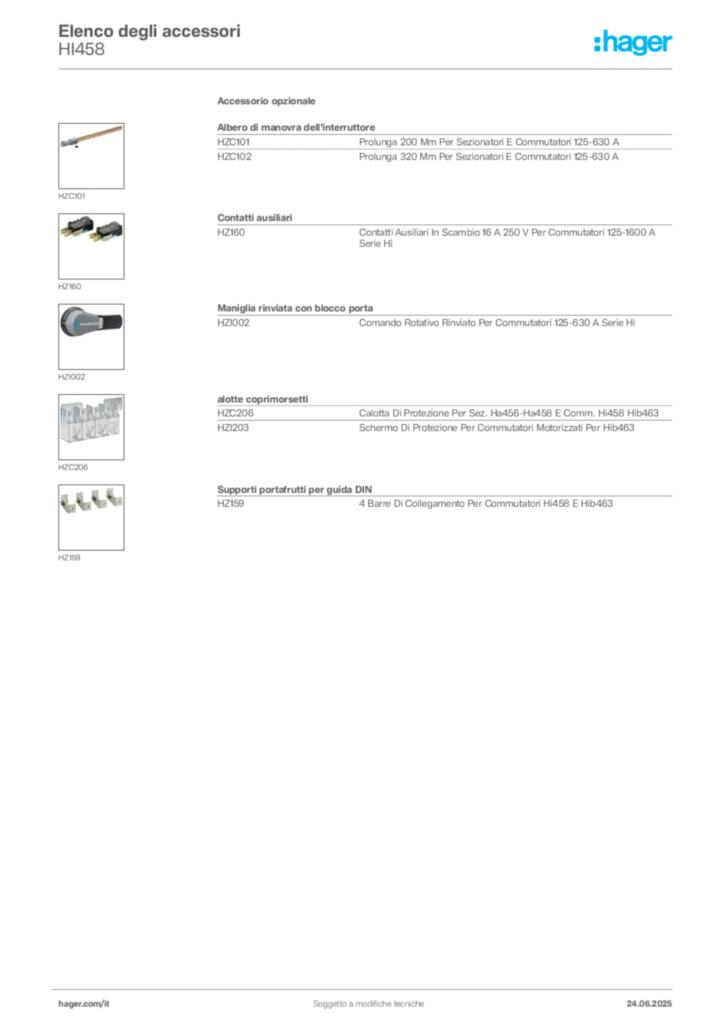 Immagine Hager Scheda tecnica del prodotto HI458 | Hager Italia