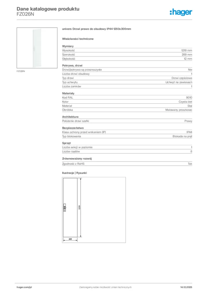 Zdjęcie Hager Karta katalogowa FZ026N | Hager Polska