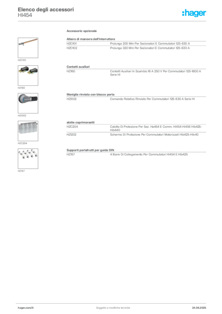 Immagine Hager Scheda tecnica del prodotto HI454 | Hager Italia