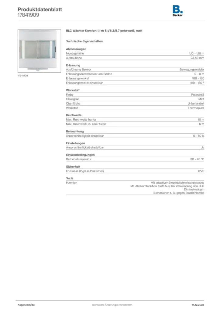 Bild Berker Produktdatenblatt 17841909 | Hager Deutschland