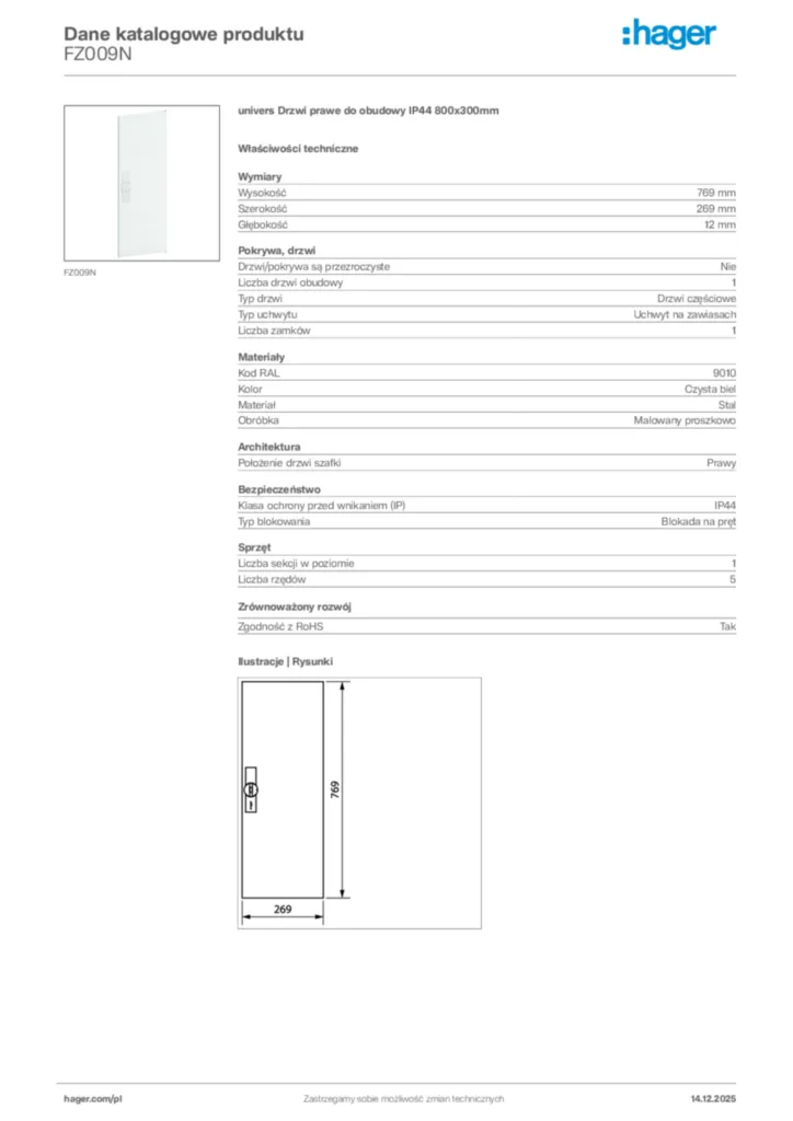 Zdjęcie Hager Karta katalogowa FZ009N | Hager Polska