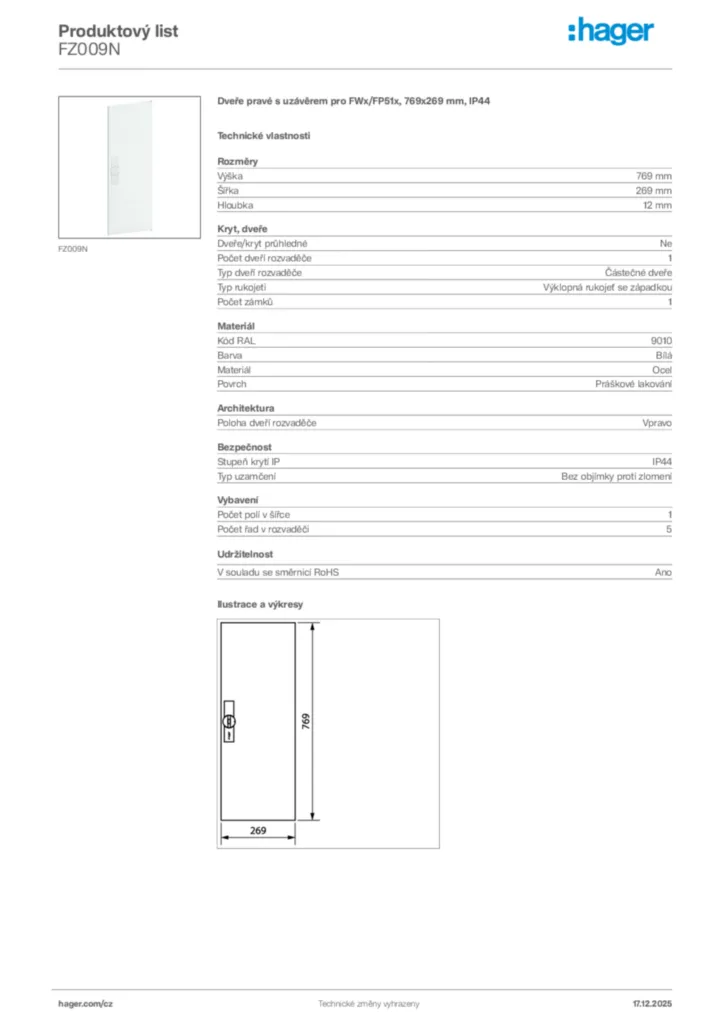 Obrázek Hager Produktový list FZ009N | Hager