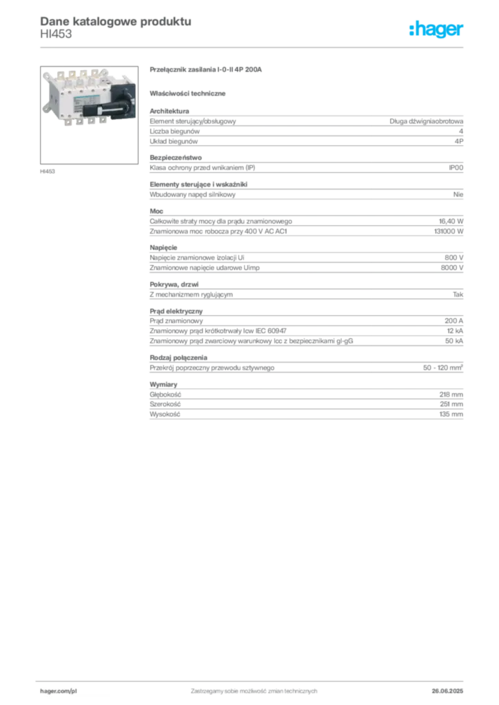 Zdjęcie Hager Karta katalogowa HI453 | Hager Polska