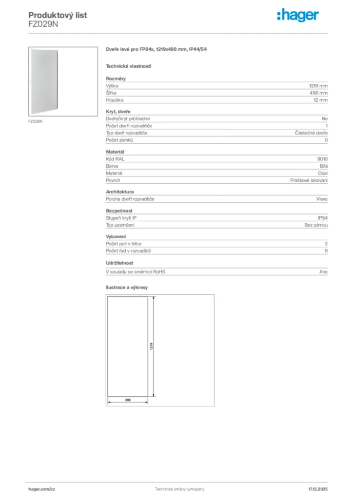 Obrázek Hager Produktový list FZ029N | Hager